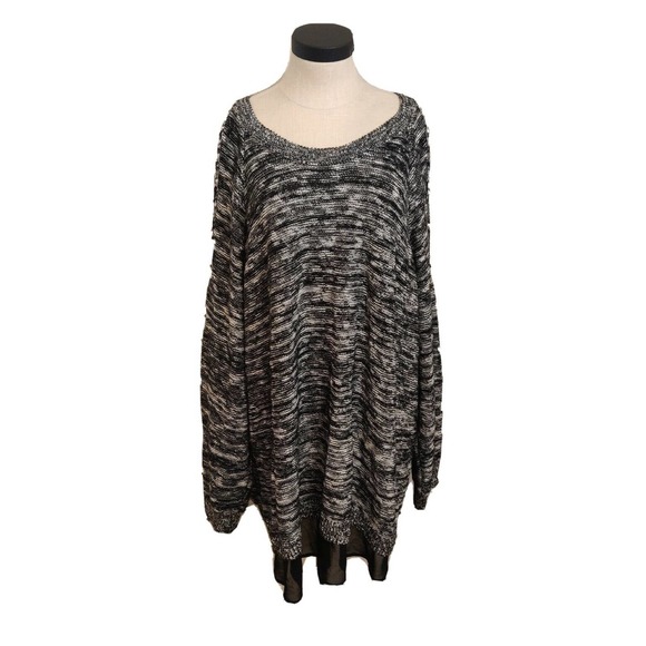 Torrid Women's Sweater Size 4X Cold Shoulder Heathered Black Open Back. - Picture 1 of 6